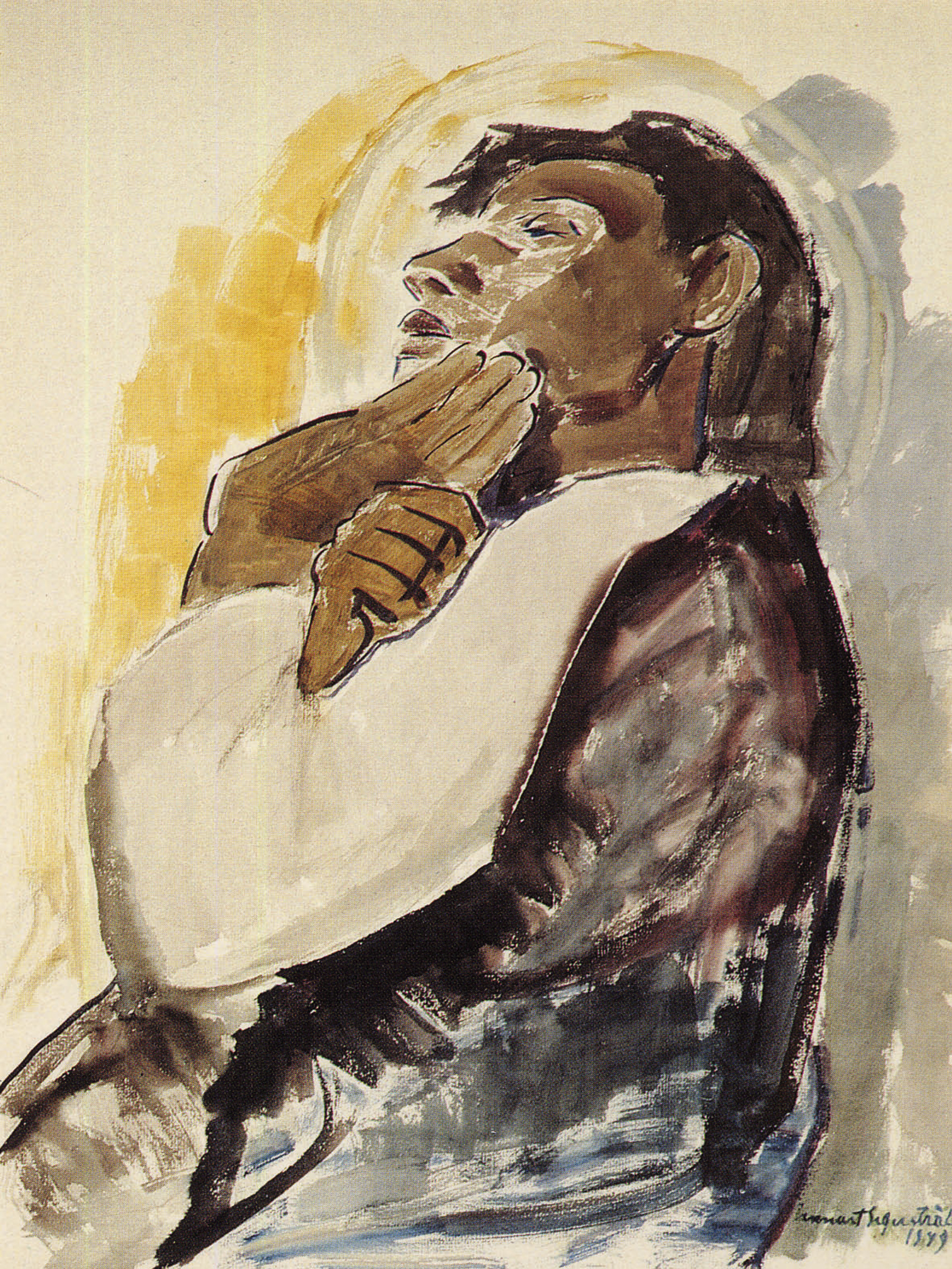 Nukkuva opetuslapsi - Sovande lärjunge
akvarelli/akvarell 63,5 x 48,5 cm, 1949
