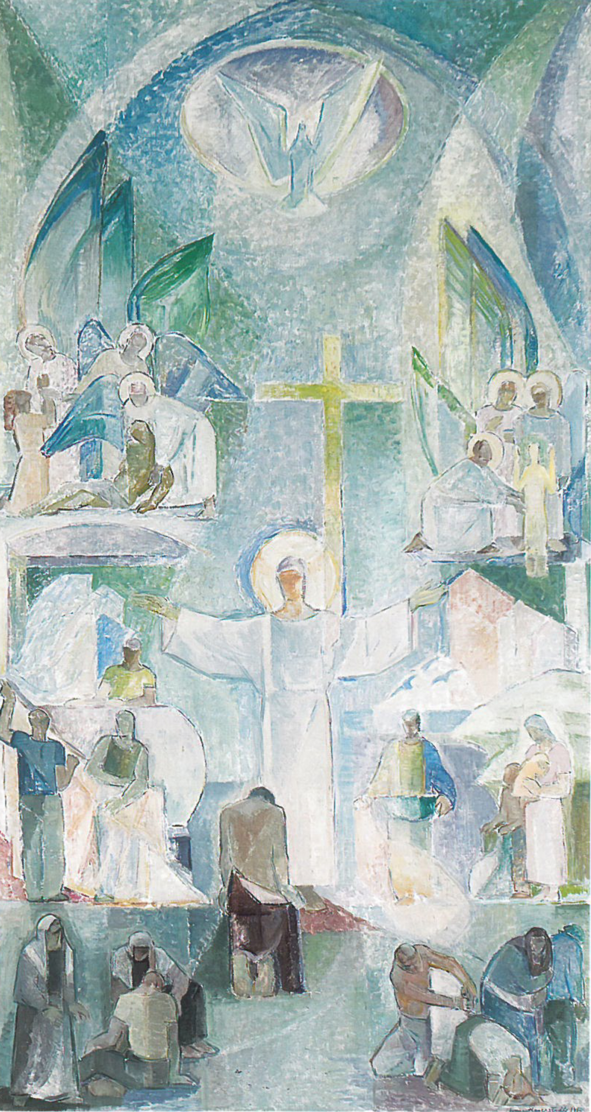 Lennart Segerstrålen maalaus Tulkoon sinun valtakuntasi, jossa Jeesus seisoo keskellä kädet levällään siunaamassa risti takanaan.